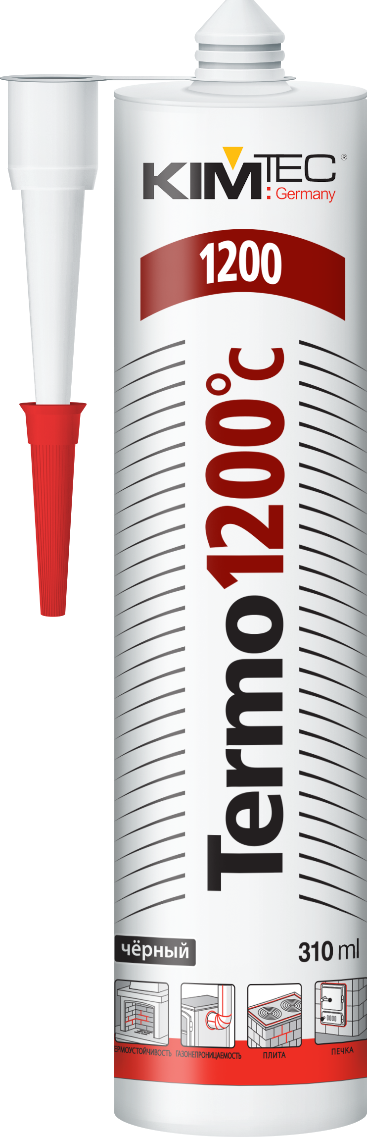Герметик КИМ ТЕК термостойкий 1200С, черный (0,31л)